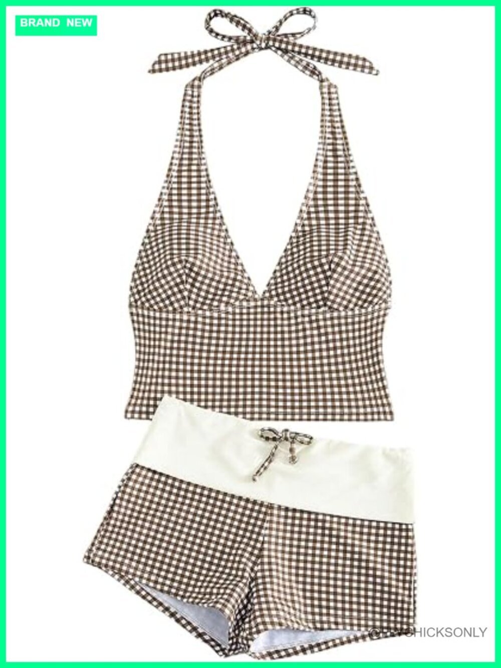 Two Piece Triangle Bikini Set with Removable Pads Halter Neck